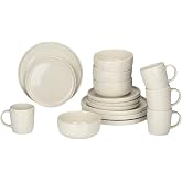 alpina 16 Piece Dinnerware Set, Dinner Plate Set for 4, Stoneware Dinnerware, Breakfast Plates, Dinner Plates, Bowls and Mugs