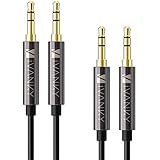 IVANKY AUX Cable, 4ft/1.2m 2-Pack, 3.5mm to 3.5mm cable/Aux Cord for Car, Home Stereo, iPhone, iPod, iPad, Echo Dot, Headphone Cable [Hi-Fi Sound, Copper Shell] for Sony, Beats and More - Black