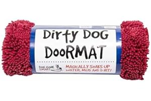 DOG GONE SMART PET PRODUCTS Dog Gone Smart Dirty Dog Microfiber Doormat, Super Absorbent Machine Washable with Non-Slip Backing, Medium, Maroon
