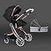 Produktbild Strolex Sommer-Kinderwagen kann sitzen und Falten, leicht und hoch, 2-Wege-Neugeborenen-Schock, 4-Räder, 1-4 Jahre alt (schwarz-Gold)