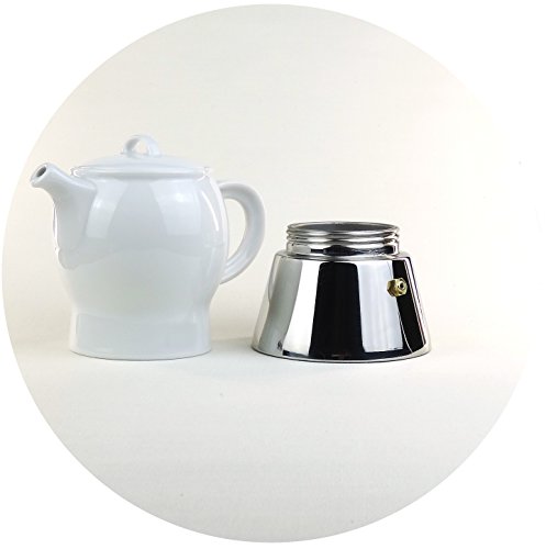 Italienischer Espressokocher »Carina« aus Edelstahl und weißem Porzellan (210 ml) / Made in Italy - 3