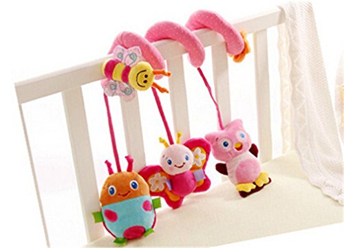 HENGSONG Baby Children Twisty Curly Pram Pushchairs Car Seat Cot Musical Bed Cartoon Gift Toys (Pink)
