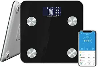 Abhsant Smart Bluetooth Body Weighing Scale | Digital Fitness Weight Machine with Mobile App, BMI and Fat Analysis with 13 compositions | Batteries and One Year Warranty Included