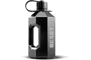 Alpha Designs | 2 Litre Water Bottle | 2.4l Large Drinks Water Jug | Holiday, Travel | Beast Black