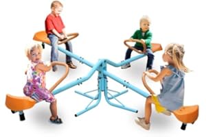 GENERIC KKB Sport Kids Seesaw, 4 Seat 360 Degree Spinning Seesaw, Kids Outdoor Play Equipment, Metal Teeter Totter for Playground and Backyard