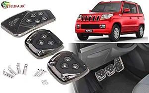 Selifaur - 3 Pcs Black Non-Slip Manual Car Pedals kit Pad Covers Set for Mahindra TUV-300