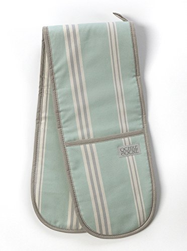 Double Oven Gloves - Organic Cotton - Eastnor (Sage Stripe)