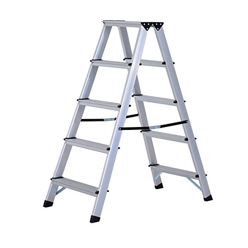 Homcom® Trittleiter Aluleiter Stehleiter Klapptritt Doppelleiter Haushaltsleiter Leiter Stufenleiter 3 – 5 Stufen ( 5 Stufen)