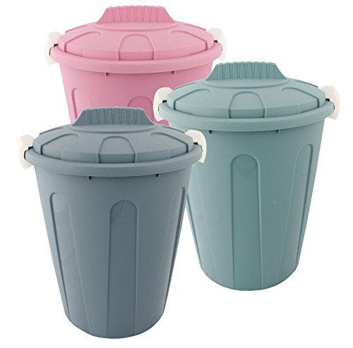 Wäschetonne Abfalleimer Mülleimer farbig mit Deckel 23 Liter 3 Stück Set