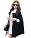 OYMMENEY Women's Batwing Cape Overcoat Black Winter Warm Poncho Jacket