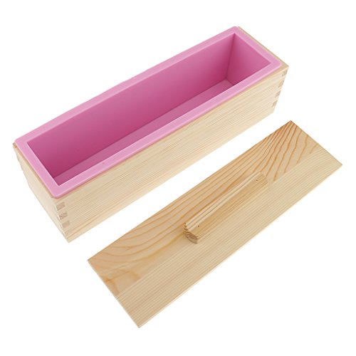 Gazechimp Seifen Silikonform Seifenformen mit rechteckige Holzkiste – DIY Handgemacht Seifen Formen Box – Rosa, 900ml - 4