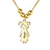💖 Colgante infantil de perfil de una niña, la última tendencia de moda, equipado con una cadena fina y elegante de eslabones redondos rolo, en la cual están colocadas unas cuentas pequeñitas. En los colgantes se puede escribir nombres de sus hijos, novios, amigos, padre, madre, etc.