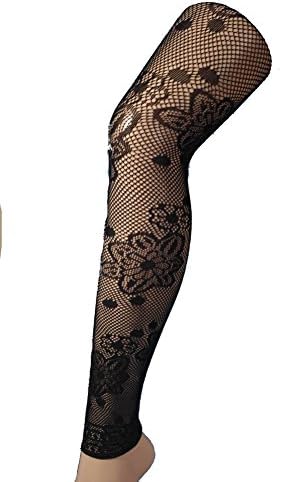 Black Lace Footless Tights style 013