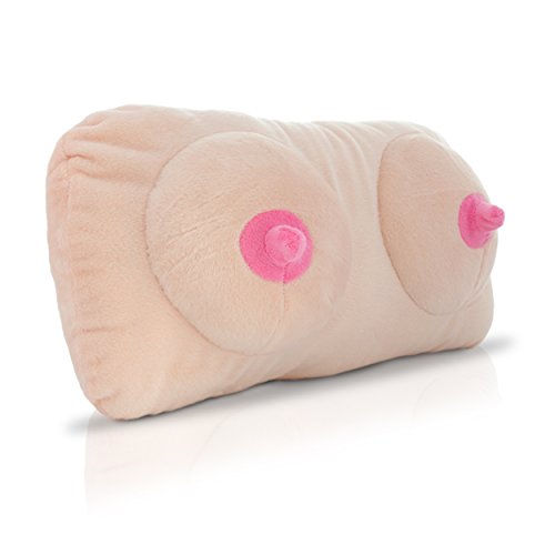 VENKON - Plüsch Dekokissen "Die Möpse" Kissen in ausgefallener Busen Optik - 42 x 24 x 17 cm