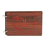Sehaz Artworks Heart Beat Wooden Scrapbook Photo Album for Memorable Gift on Boyfriend Girlfriend Husband Wife Spouse Birthdays, Valentines Day, Anniversary, Monthsary for Couples