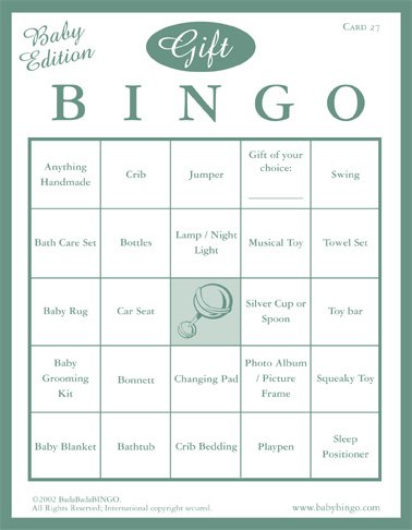 Baby Shower Game Gift Bingo (25 Guests)