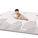 Doble cara: la manta se puede utilizar en ambos lados. El lado es un bonito mapa de montañas donde hay dos tablas de medición de altura para medir la altura del bebé; el otro lado es un patrón de placa simple y elegante, que puede combinar con la mayoría de estilos de decoración del hogar. Puedes utilizar el lado de la alfombra como una alfombra normal cuando el bebé no lo utilice.