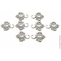 Miederhaken offen Schwanenhals Strass crystal Navette Trachtenknopf 8er Set