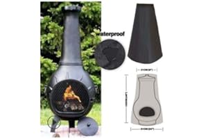 Dandelionsky 122CM Waterproof Chiminea Cover Heavy Duty Garden Large Round Patio Heater Cover Rain Sun Protector Outdoor Black