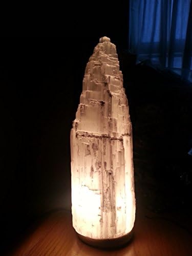 White Tower 15 cm Selenite lamp Hand Carved