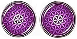 Purple mandala stud earring for women life flower ,chakra yoga earring