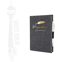 Filzhülle/-umschlag für A5 Kladde, Organizer etc.- 'Wingardium Leviosa - Feder' mit Steckfach und Stiftschlaufe