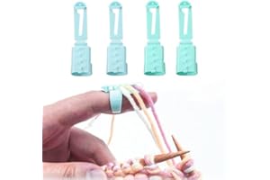 FloralGrace Strickfingerhut Set, 4-Teiliges Strickzubehör in Blau, Grün, Gelb und Pink, Praktische Fadenführung für Bequemes Stricken und Häkeln