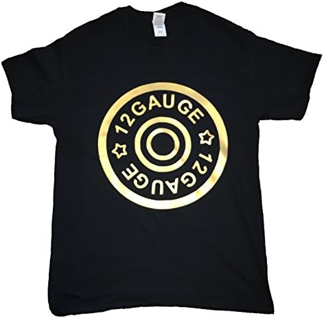 Indy Designs 12 Gauge Shot Gun Cartidge T-Shirt, Winchester Cartridge, Shotgun Shells, 12 Gauge, Men's Black T Shirt, Small