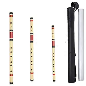 Blue Panther Set of A+B+C Scale Bamboo Flutes with Premium Hard Case