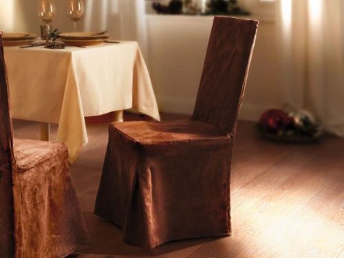 Hochwertige Stuhlhusse in Wildleder - Optik, Cremeweiss, mit dekorativer Schleife