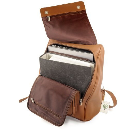 Großer Lederrucksack Größe L / Laptop Rucksack bis 15,6 Zoll, für Damen und Herren, Cognac-Braun, Jahn-Tasche 711 - 5