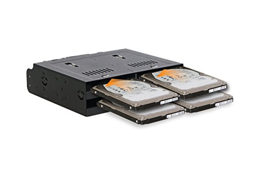 Wechselrahmen für 4x 2,5 Zoll (6,4cm) SATA SSD/HDD in 1x 5,25 Zoll (13,3cm) – Trägerlos – Icy Dock flexiDOCK MB524SP-B - 5