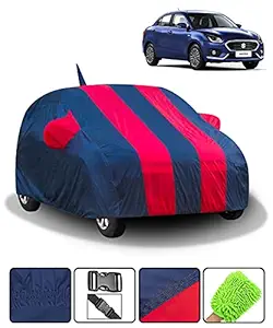 Fabtec Car Body Cover for Maruti Dzire 2018 with Mirror Antenna Pocket (Red & Blue)