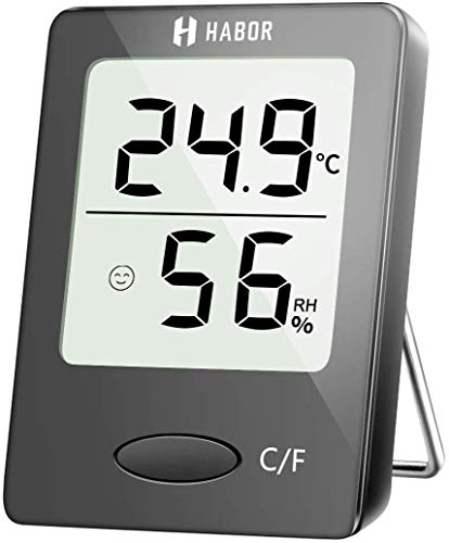 Habor Mini Thermomètre Hygromètre Numérique, Jauge de Thermometre de Haute Précision pour Détecter L'humidité et La Température, Indication du Niveau de Confort, Portable