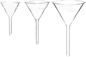 LABBOX KENZIUM – Pack 3 Embudos de Cristal Borosilicato 3.3 | Diámetros 50, 75 y 100 mm | Alta Resistencia | Vidrio Grueso y Duradero | Uso en Laboratorio, Cocina y Más