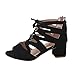 Produktbild Btruely Sandalen Damen Sommer Böhmen Strand Schuhe Hochzeit Schuhe Abendschuhe mit Absatz Roman Sandalen Damen High Heels Schuhe Mädchen Böhmen Knöchel Platz Absätze Sandalen (37, Schwarz)