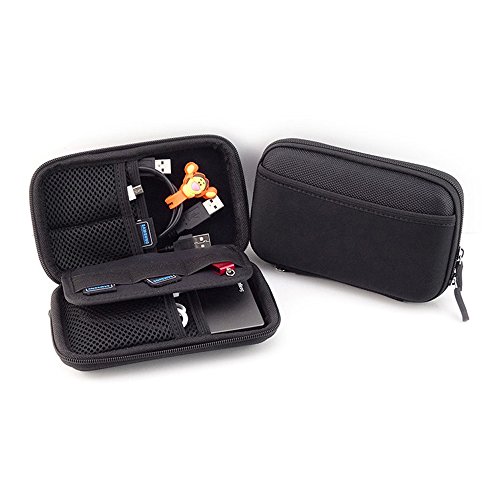 Stoßfest EVA Festplattentasche für 2,5 Zoll Festplatte und SSD HDD-Tasche mit Reißverschluss, Taschen für Zubehör Schwarz