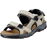 Klettverschluss Rieker Damen 68872 Offene Sandalen mit Keilabsatz, Beige (crema/champignon/schwarz / 60), 40 EU