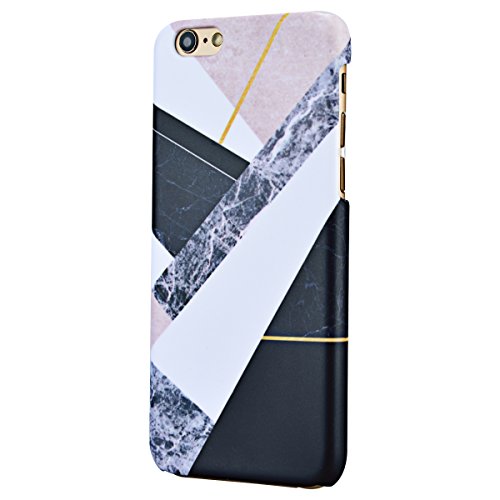 iPhone 6S Case, iPhone 6 Case, GrandEver Hard PC Marble Case for Apple
iPhone 6S 6 High Quality Plastic Back Cover Stitching Color Pattern
Design Flexible Nice Back Case Rigid Protective Shell for Apple iPhone
6S/iPhone 6 (4.7") -- Black + White + Pink