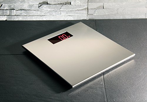 Designwaage, Personenwaage bis 150Kg mit Jumboanzeige, matt geschliffenes Edelstahl
