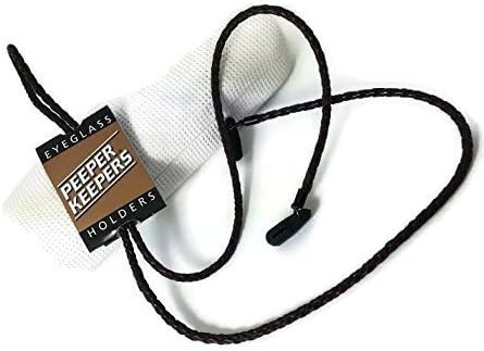 Peeper Keepers twisted leather spectacle glasses neck cord chain holder - BLACK