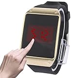 Man-hj Populäre Uhr des Großverkauf-Digital-Silikon-Touch Screen LED Uhren (Farbe : Golden)