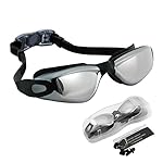LEXGO Swimming goggles Mirrored Swimming Glass UV and Anti Fog Protection With Ear Plugs and Nose Clip For Adults, Juniors, Kids