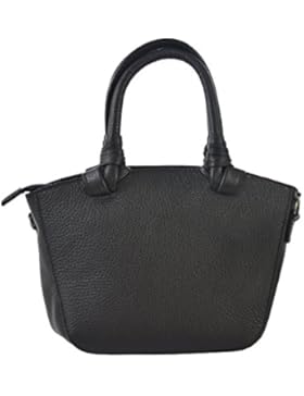 CTM Frau Kupplung, kleine Handtasche aus echtem Leder in Italien mit Schultergurt gemacht 24x18x14 Cm