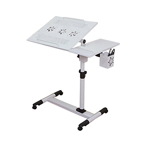 Ergonomisch Einstellbar Laptoptisch Tragbar Sofatisch Beistelltisch mit Lüfter (weiß)