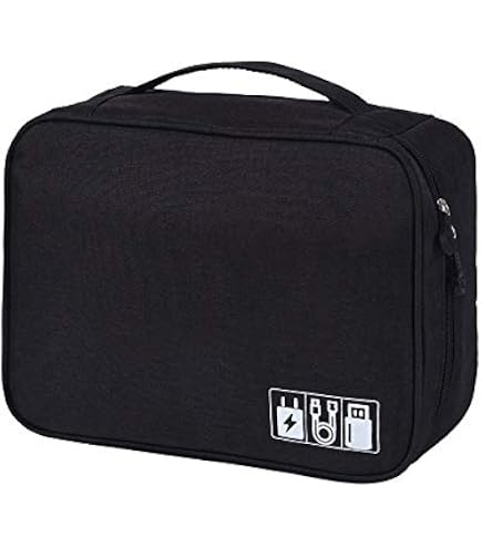 Sac Organisateur étanche Pour Câbles électroniques - 24.5x18.5x10cm, Double Couche, Poche Tablette, Noir