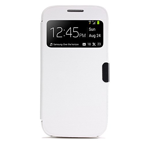 Urcover® View Case Handy Schutz-Hülle | Samsung Galaxy S4 Mini | Hart Kunststoff Weiss | Elegant Wallet Cover Sicht-Fenster | leichte Schale dünne Tasche - 5