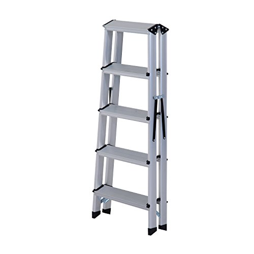 Homcom® Trittleiter Aluleiter Stehleiter Klapptritt Doppelleiter Haushaltsleiter Leiter Stufenleiter 3 – 5 Stufen ( 5 Stufen) - 7