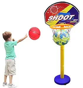 Prime Adjustable Basket Ball Kit with Hanging Board Stand for Kids Play Toy and Return Birthday Gift Item Multi Color Pack of 1 (M1)