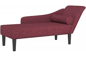 VIDAXL Chaise longue avec coussins rouge bordeaux tissu